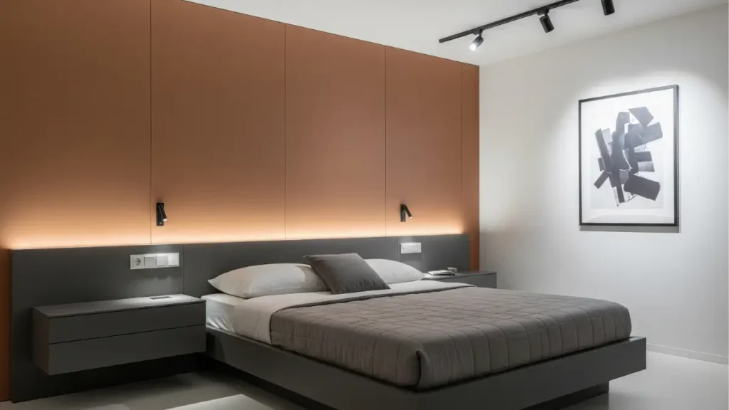 Quarto de casal moderno e funcional.