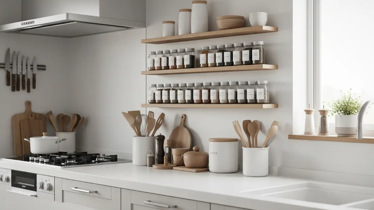 Decoração de cozinha simples e organizada