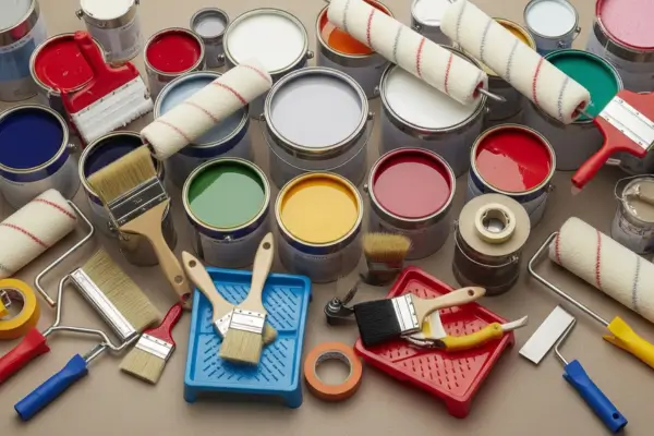 Tipos de tinta para parede: Uma pessoa aplicando tinta colorida com um rolo.