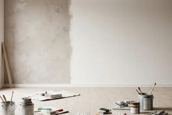 Técnicas de pintura decorativa para parede em degradê cinza e branco.