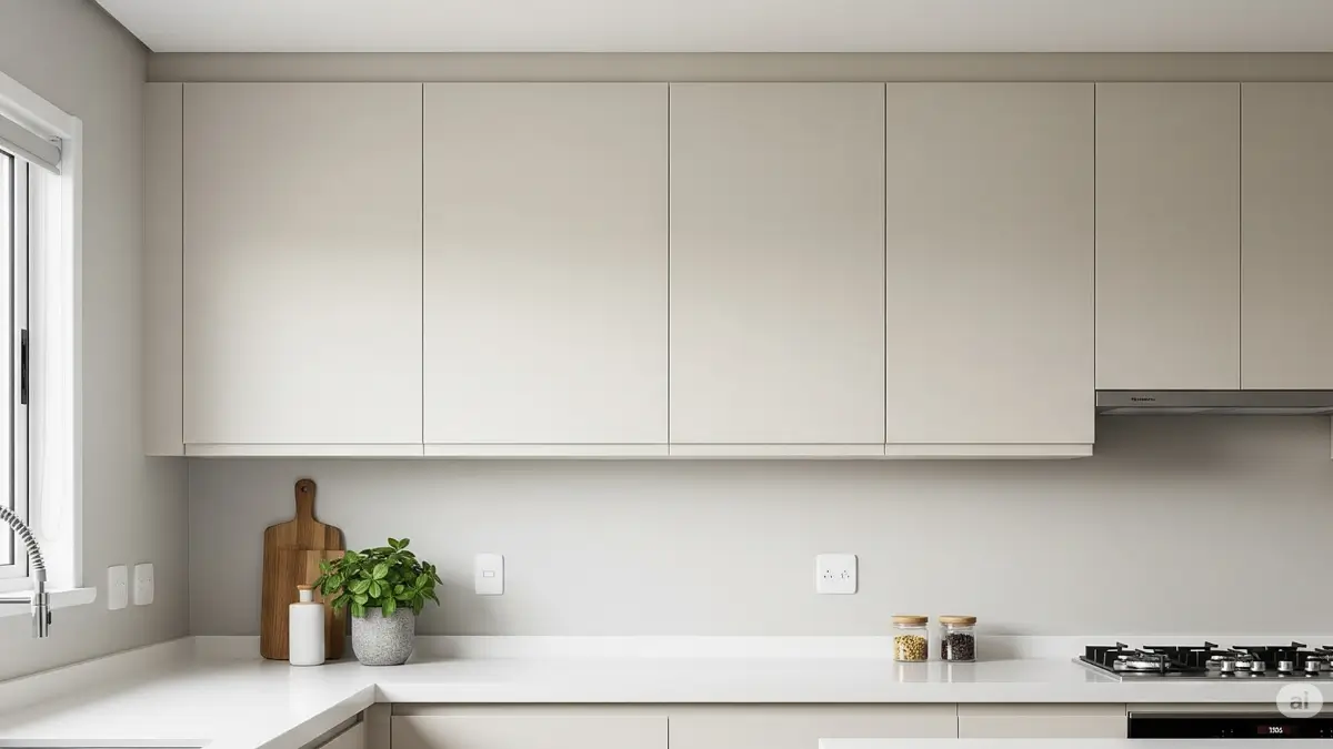 fixar armário de cozinha na parede branca fixado na parede de uma cozinha moderna.